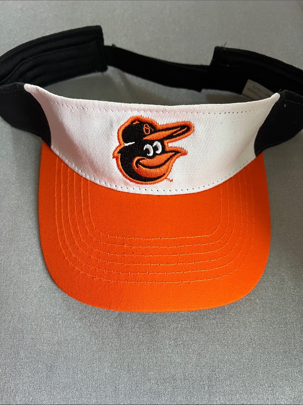 Kids Orange and White Visor Baltimore Orioles Velcro Adjustable Strap in Back